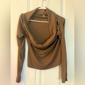 SO Ribbed Long Sleeve Top in Brown